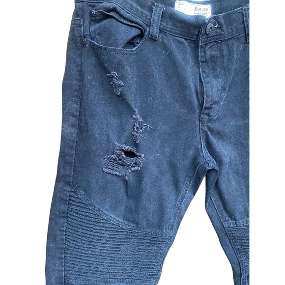 Bleecker & Mercer Black distressed moto grunge Slim Taper Fit  jeans Sz 38 x 31 - Picture 9 of 10
